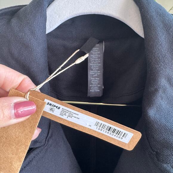 SKIMS Boyfriend Fleece Trench Coat Black Small NWT $248 - Picture 4 of 12